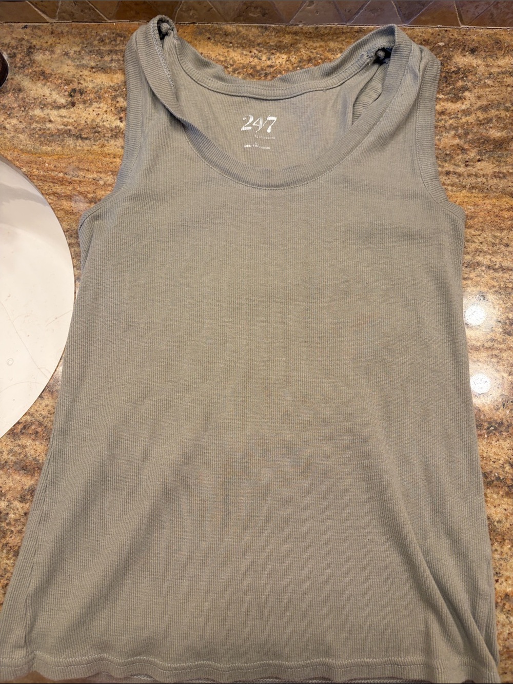 247 Ribbed Scoop Neck Tank Top in Sage Green